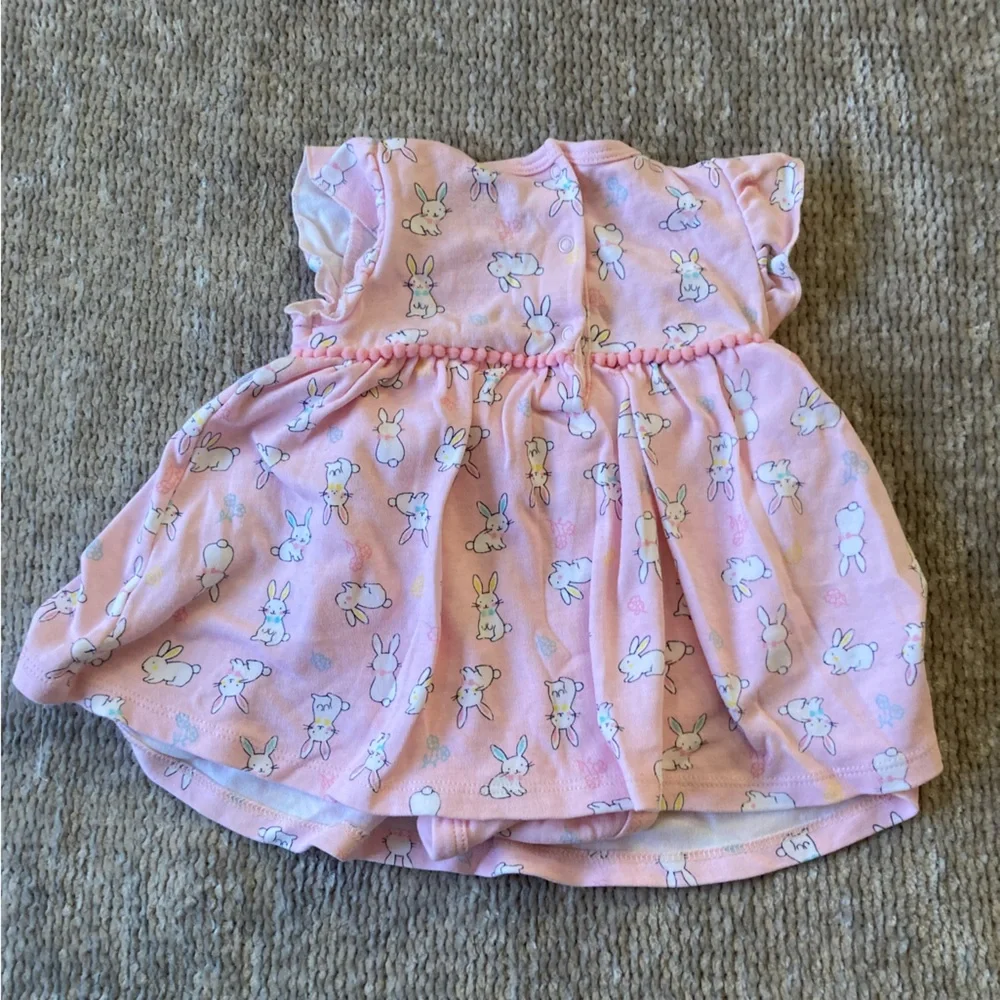 Spring Easter Bunny Dress 12‎ Months Pom Pom Trim 100% Cotton